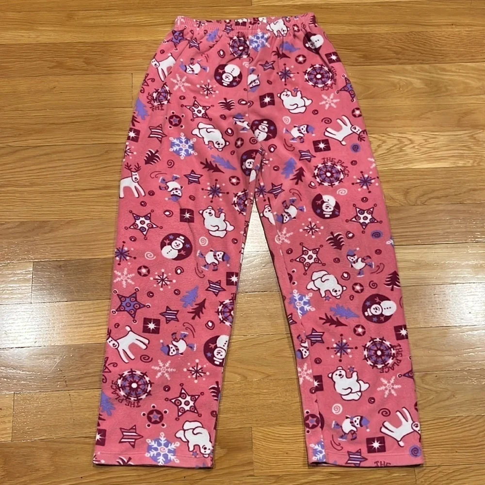 THE children’s place girl winter fleece 2 piece sleep set size large (10/12).